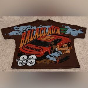 Balaclava Circle Women’s The Winners Club Racing Cropped Brown T Shirt Size XL